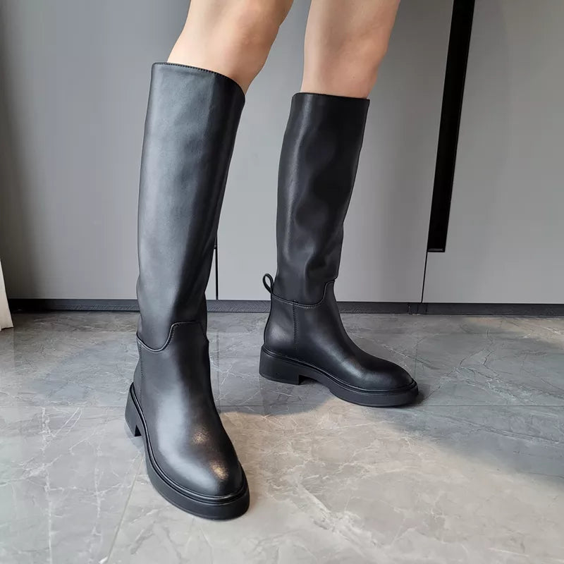 Genuine Leather Knee High Boots