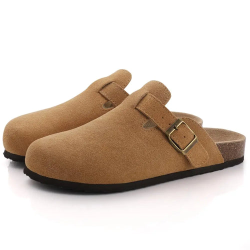 Comwarm Fashion Women's Suede Mules Slippers Boston Clogs Cork Insole