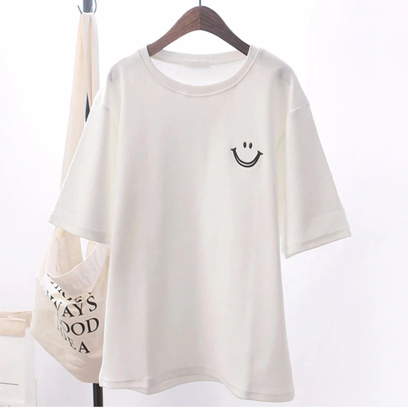 Summer New Round Neck Loose Casual T-shirt Women's Short-sleeved Fun