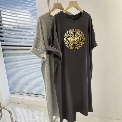 Summer Chic Printed Tunics Women's Loose Casual Short Sleeve Pullovers