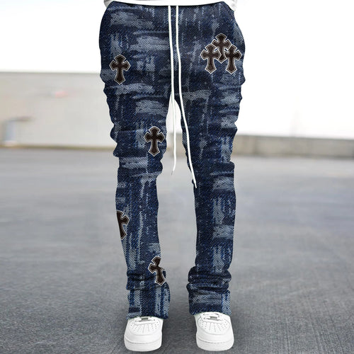 Y2k Pants Men Loose 3D Print Trousers Casual Sweatpants Mid Waist