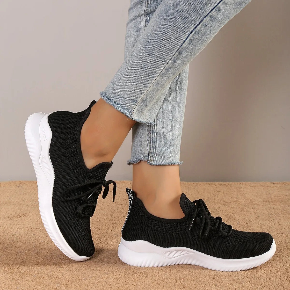 Women Sneakers Fashion Lace Up Mesh Breathable Outdoor Walking Small