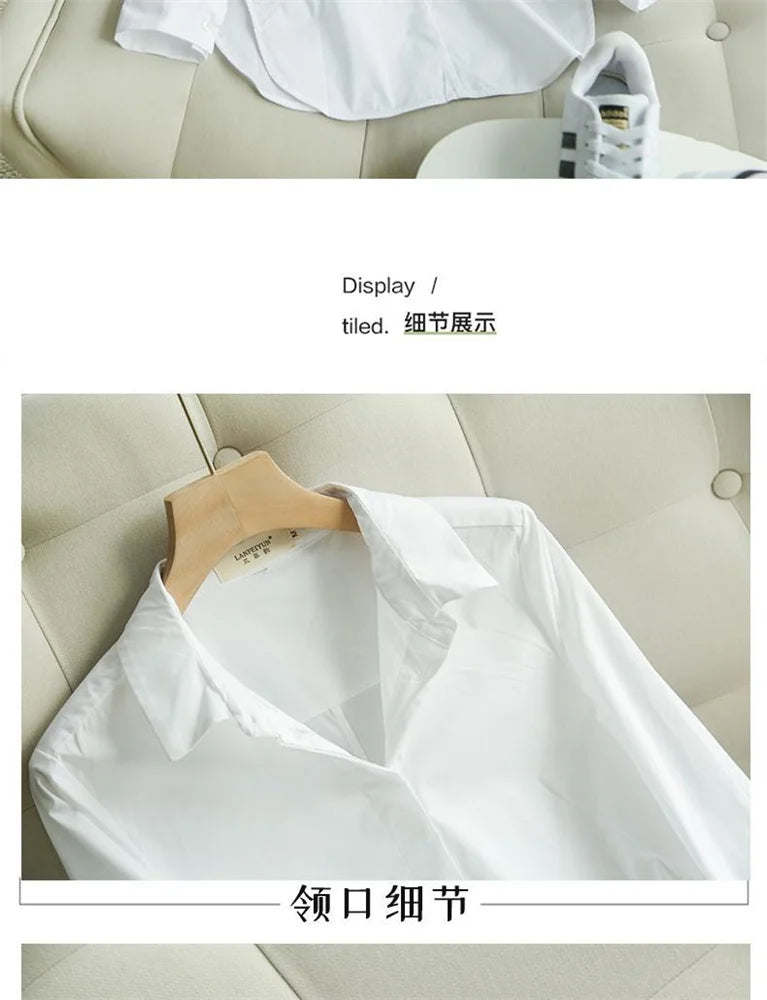 Spring and Summer Women's White Shirt Basic Korean Version Loose