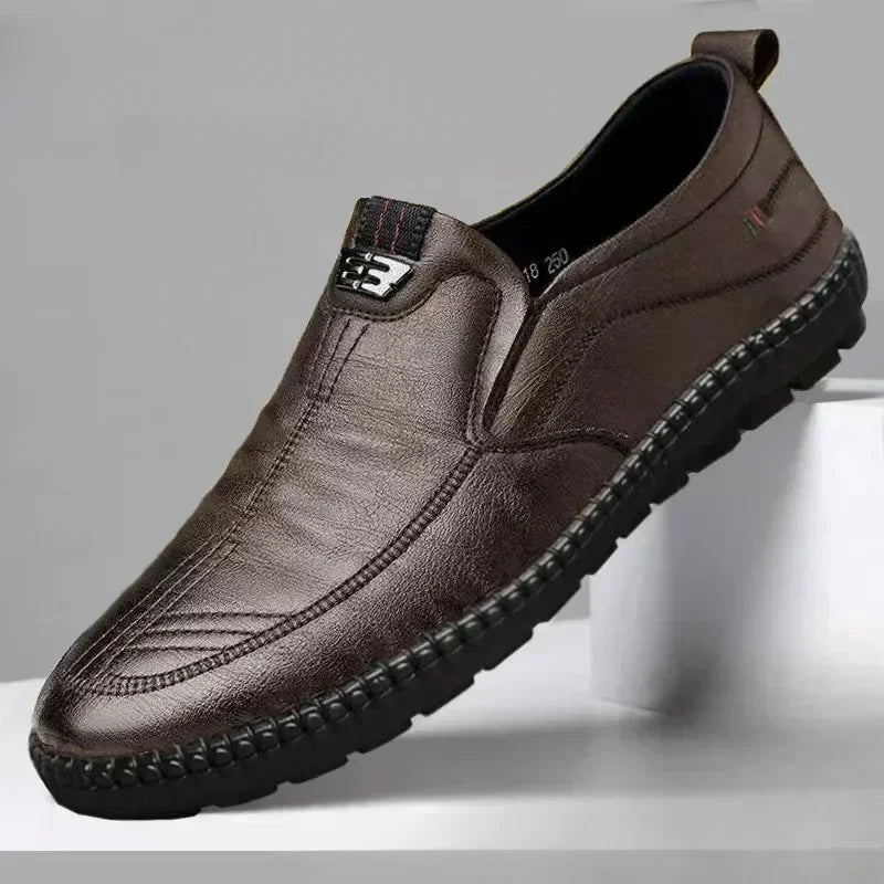 Men's Leather Shoes New Summer Outdoor Slip on Casual Shoes Breathable