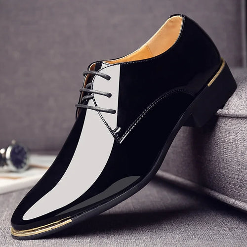 Men’s Patent Leather Shoes  British Style Men's Dress Shoes