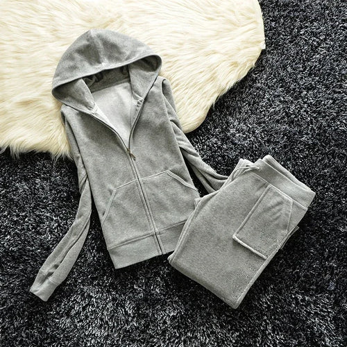 Velour Tracksuit Set Women