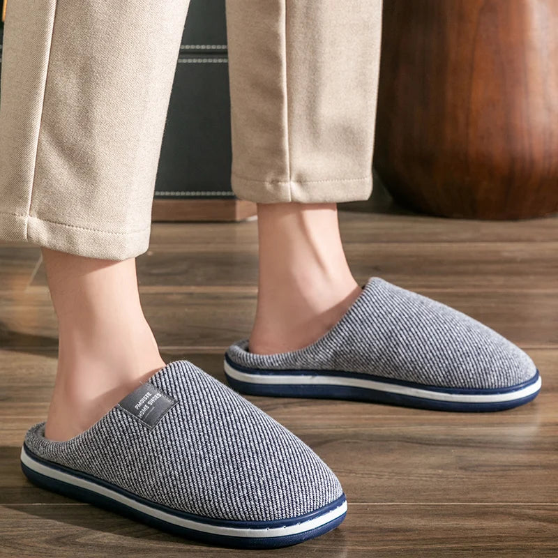 Trend Men Slippers Winter Warm Cotton Slippers Male Flats Soft