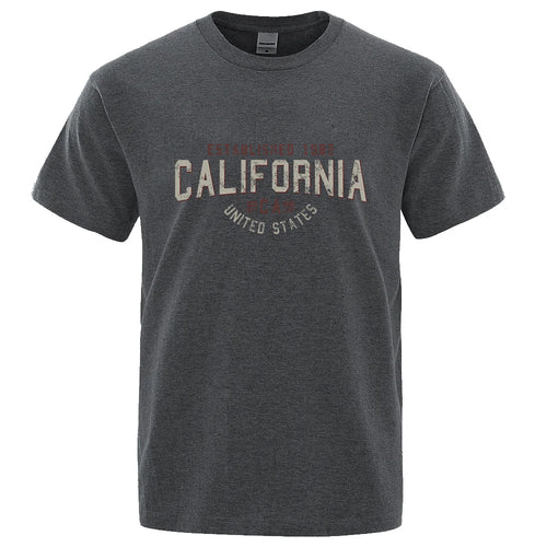 Established 1982 California United States T-Shirt Men Oversized Cotton