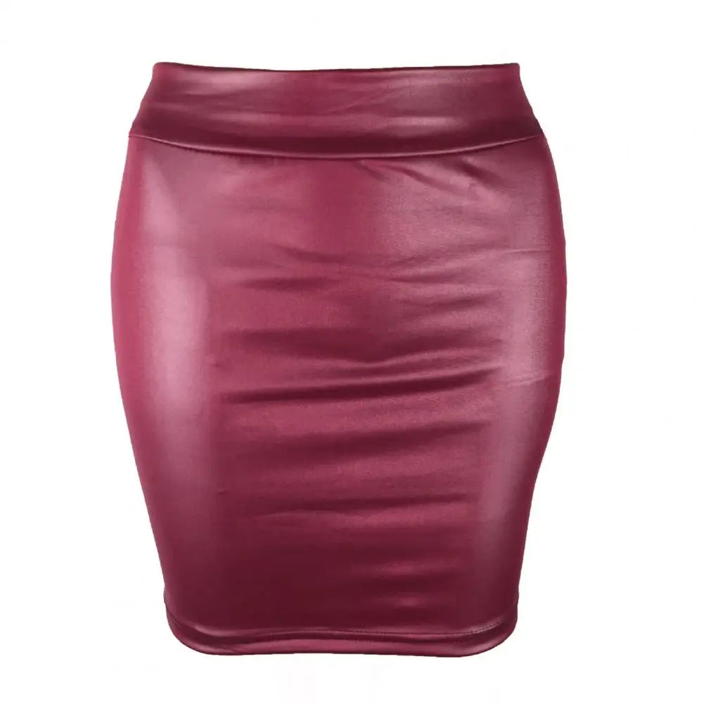 Women Mini/Long Skirt Solid Color High Waist Slim Fit Skinny Matte