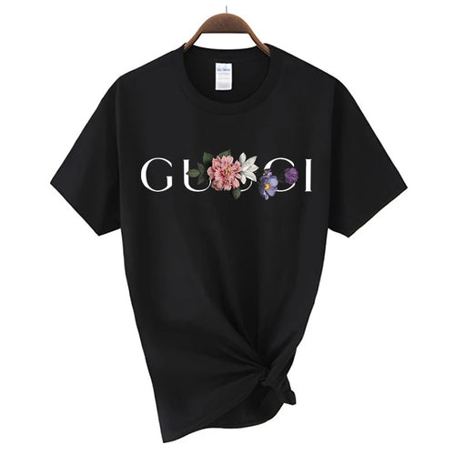 High Quality Women's Cotton T Shirt Letter Printed Daily Blouse Tops