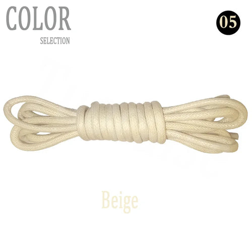 Cotton Waxed Solid Round Shoelaces Durable Polyester Shoelaces Oxford