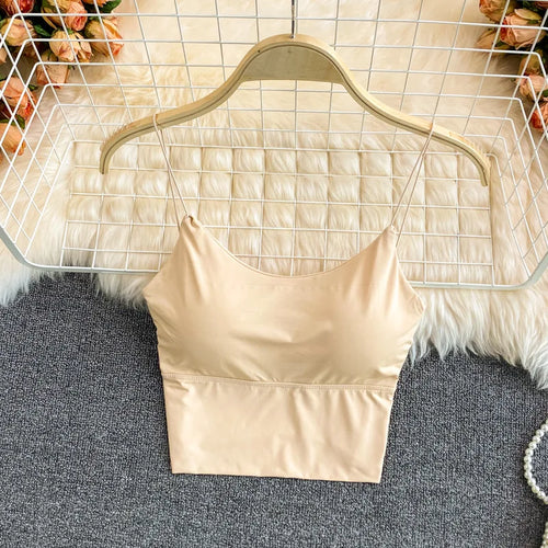 1PC Women Summer Sleeveless Cotton Bustier with Pads Soft Elastic