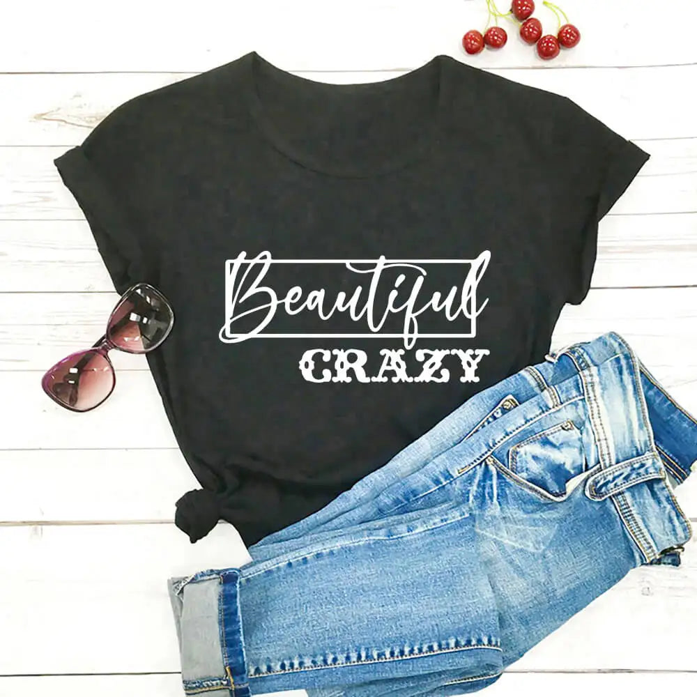 Beautiful Crazy Print Women Tshirt Women's Funny Summer Casual Short