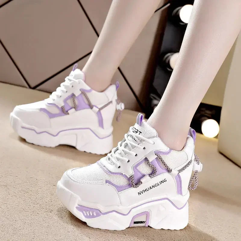 Sneakers Women Sports Shoes Platform Mesh Breathable Vulcanized Shoe