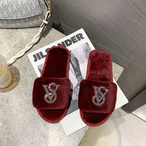 Hairy Cotton Slippers Women Autumn Winter New Warm Footwear Home