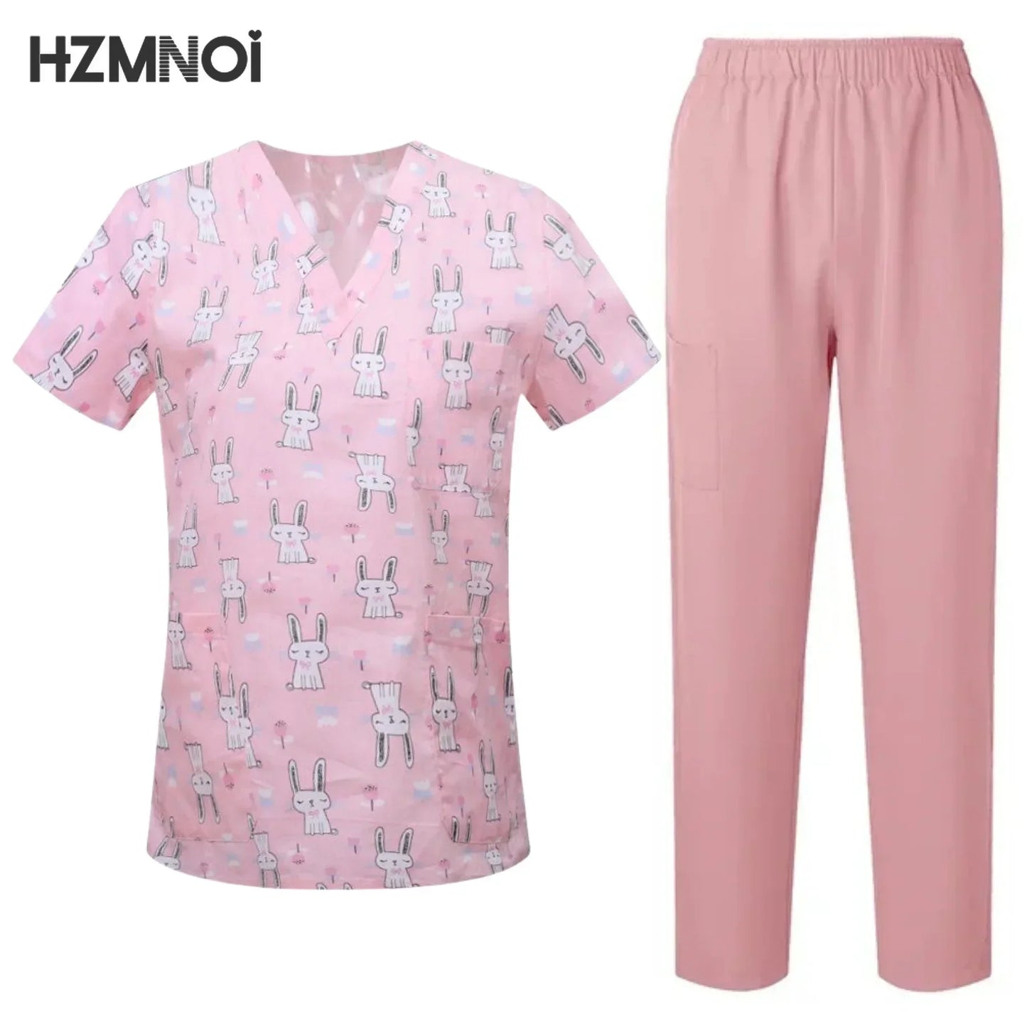 Surgical Uniforms Woman Printing Blouse Pockets Pants Medical Scrub