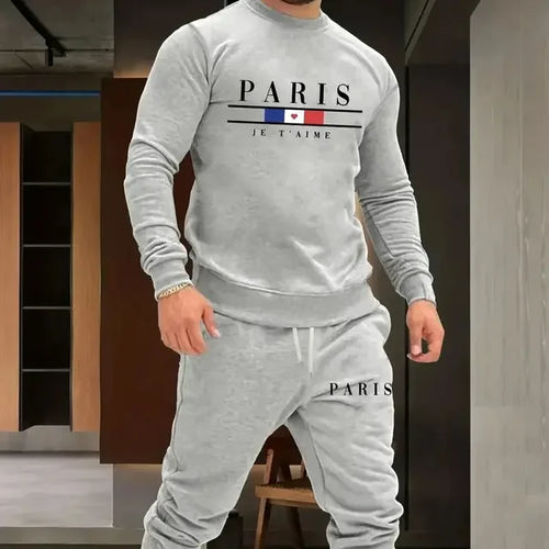 Men's Fashion Brand Clothing Sportswear Paris Long Sleeve + SweatPants