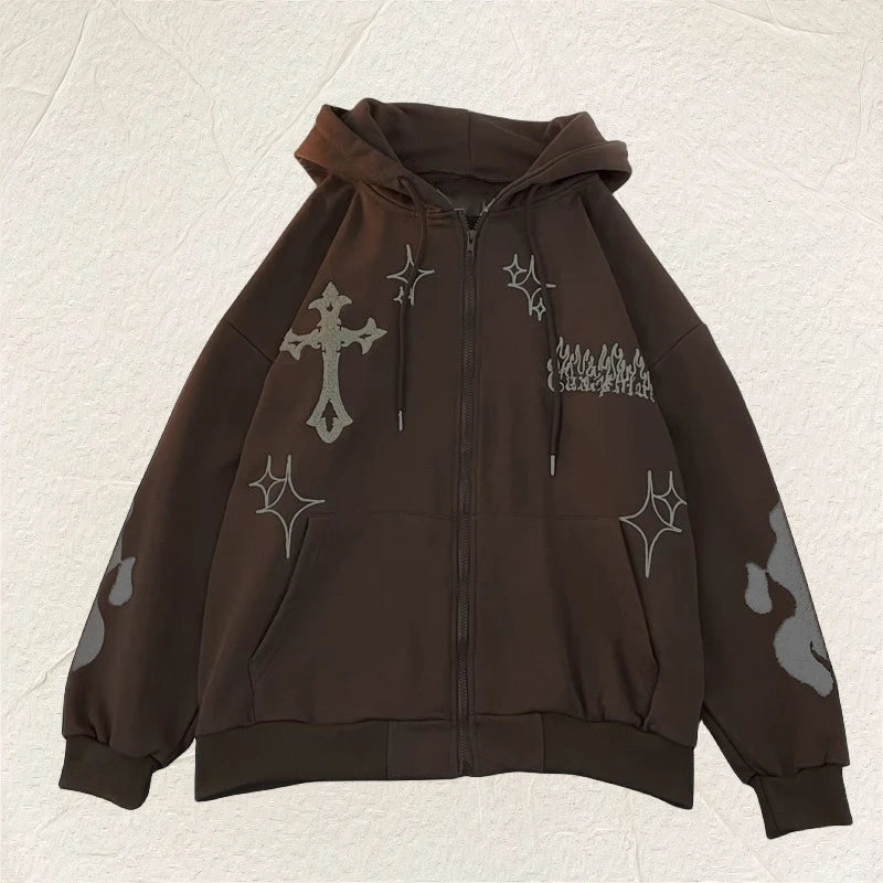 Winter Hoodie Embroidered Cross