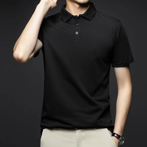 Men's Fashion Solid Short Sleeved Polo Shirt Summer Breathable