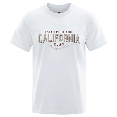 Established 1982 California United States T-Shirt Men Oversized Cotton