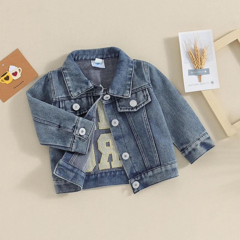 Toddler Baby Boys Denim Jacket Letter Embroidery