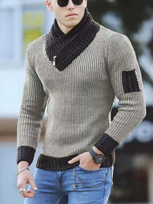 Korean Fashion Autumn Men Casual Vintage Style Sweater Wool Turtleneck