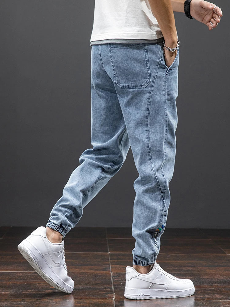 Spring Summer Black Blue Cargo Jeans Men Streetwear Denim Jogger Pants