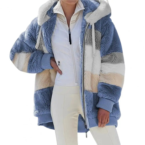 Trendy Lady Autumn Jacket Fluffy Winter Coat Loose Plush Plus Size