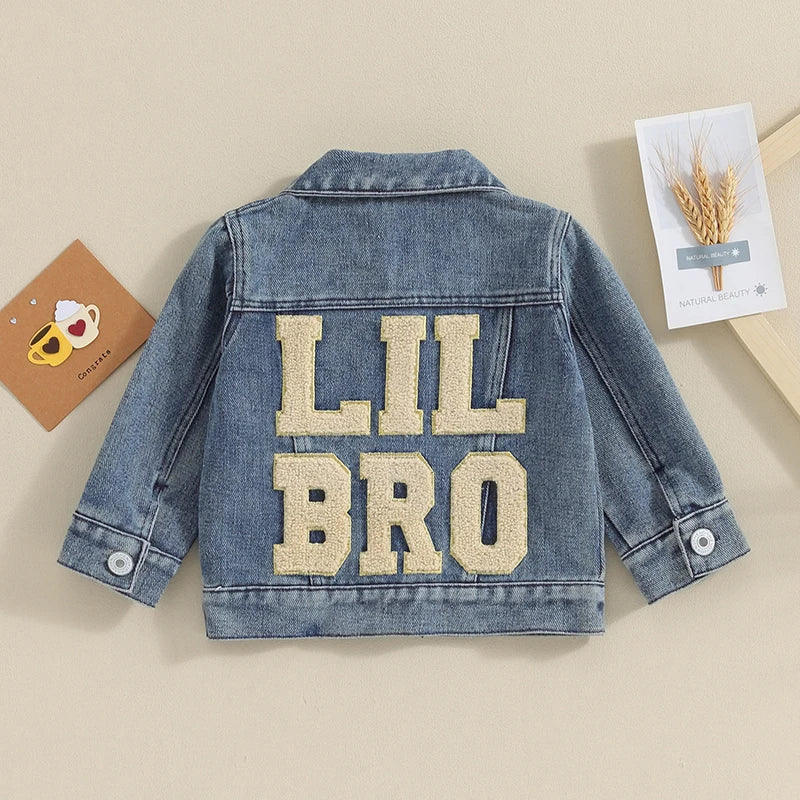 Toddler Baby Boys Denim Jacket Letter Embroidery