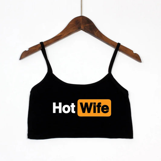 Funny HOT WIFE Letters Print New Sexy Crop Top Summer Women's Sexy