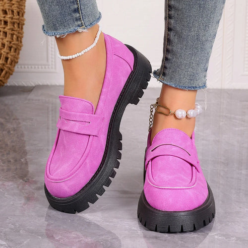 Plus Size Loafers Women British Style Platform Shoes