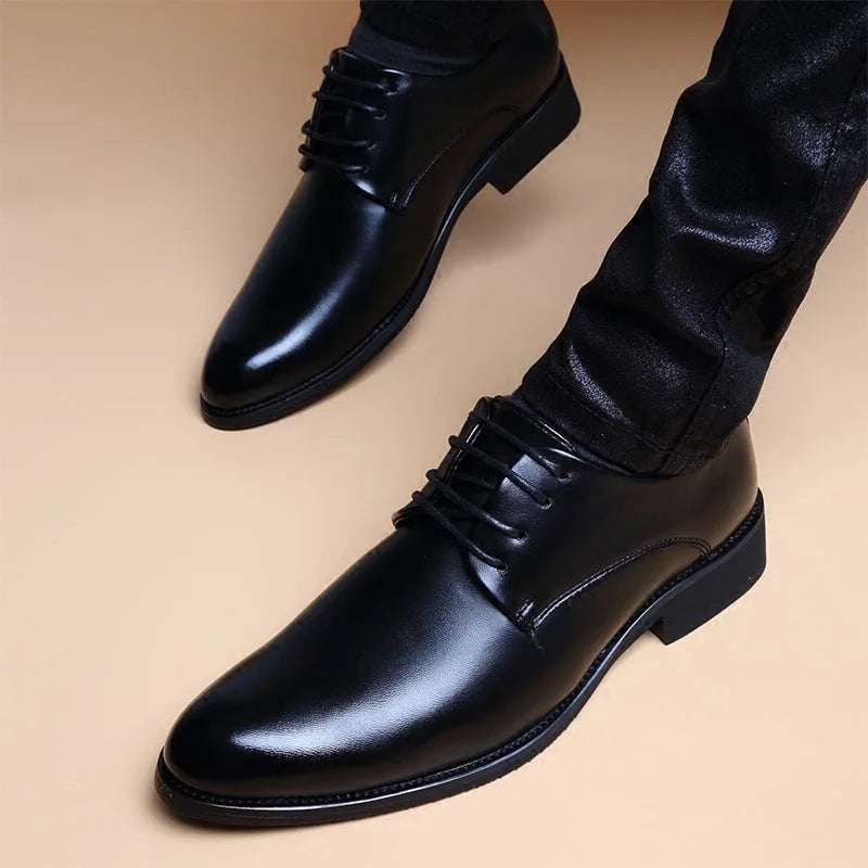 Men Wedding Leather Business Men's Dress Pointed Casual Youth British