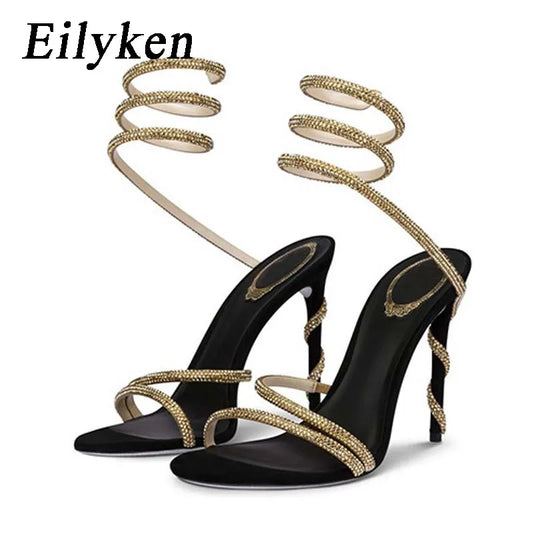 Eilyken Crystal Rhinestone Open Toe Woman Sandals Design Sexy Thin