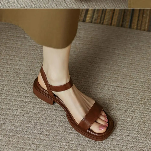 Fashion Sandals Women Low Heels Elegant Open Toe Slingback