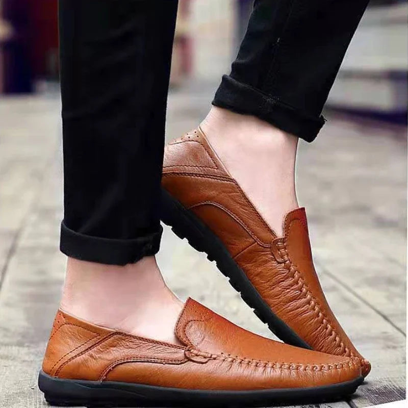 Men Leather Shoes Men Spring Loafers Slip on Business Casual Leather