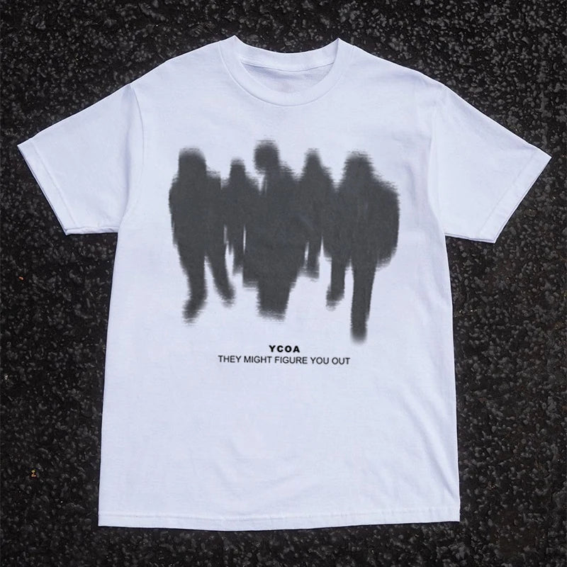 Men's T-Shirts Oversized Shadow Cotton Harajuku Goth Y2k Streetwear