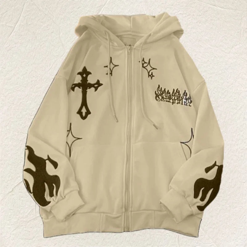 Winter Hoodie Embroidered Cross