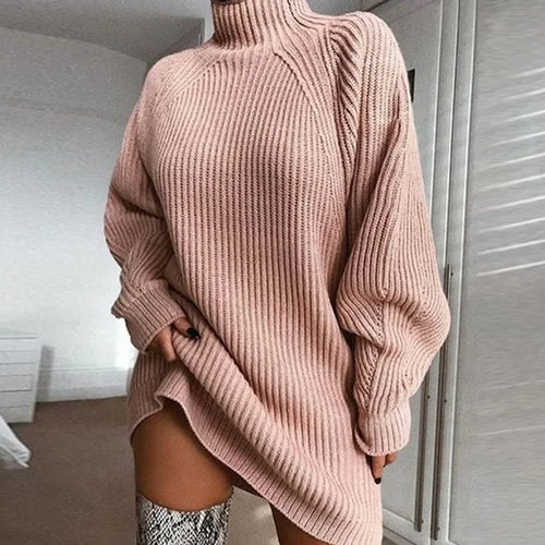 Solid Color Loose Knitted Dress