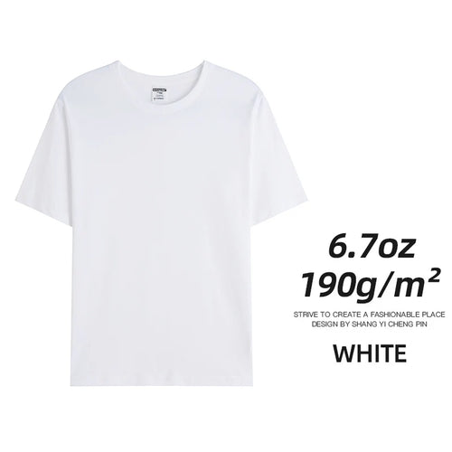 6.7oz 190gsm Combed Cotton Tees Tshirts Mens Solid Tops Woman Male