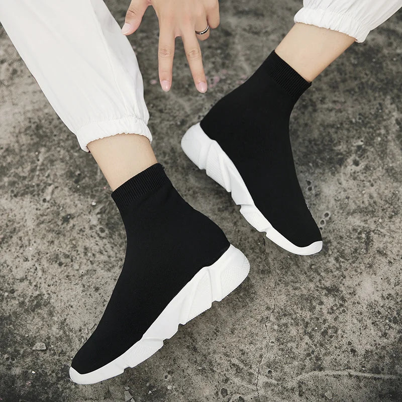 Fashion Black Men’s Sock Shoes Knit Breathable Unisex Socks Sneakers