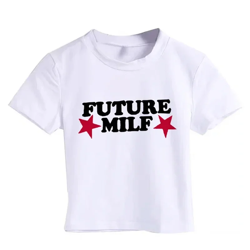 Summer Women's FUTURE MILF Star Crop Top Sexy Party Y2K Silm Fit