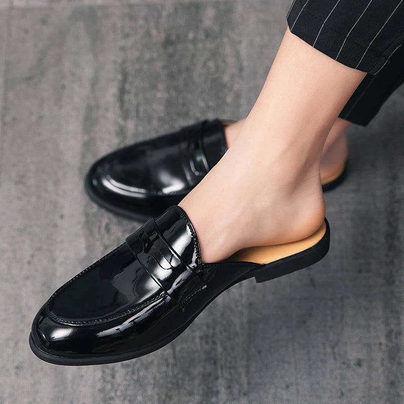 Genuine Leather Black Men’s Mules