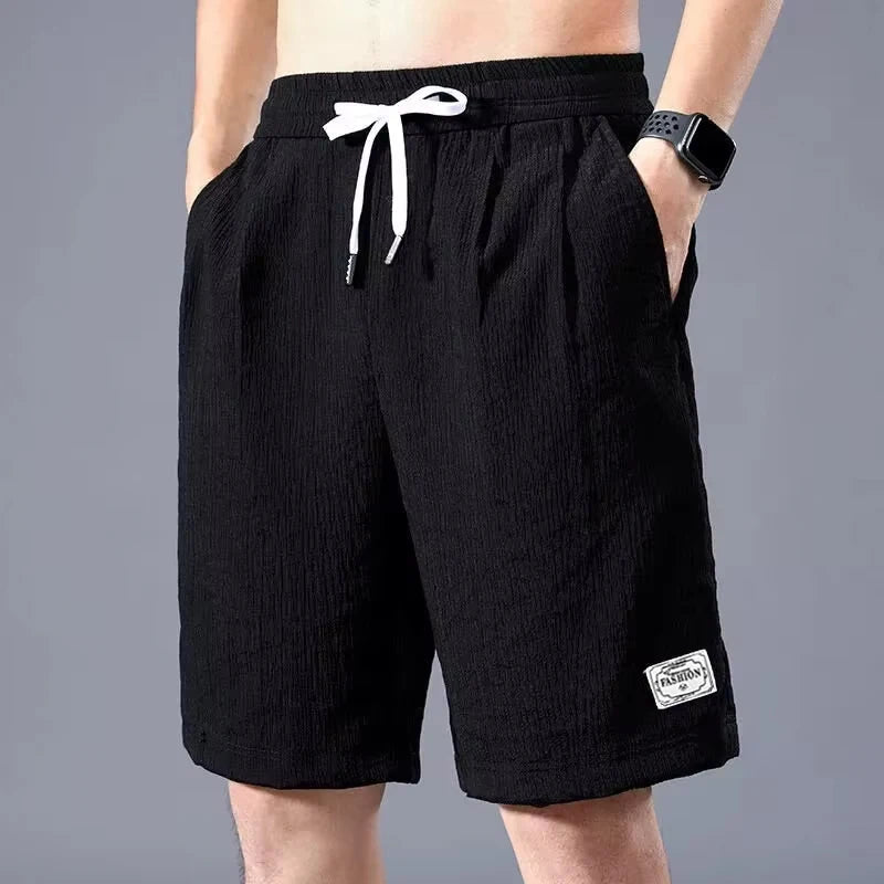 Lce Silk Shorts Men's Thin Sports Cropped Pants Loose Straight Leg