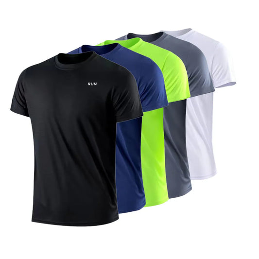 Men's Quick Dry Short Sleeve Gym Running Moisture Wicking Round Neck