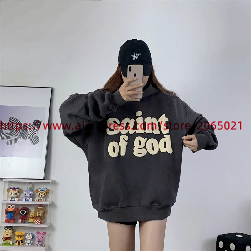 Vintage CPFM Saint Of God Hoodie Men Women Puff Print Saint Michael