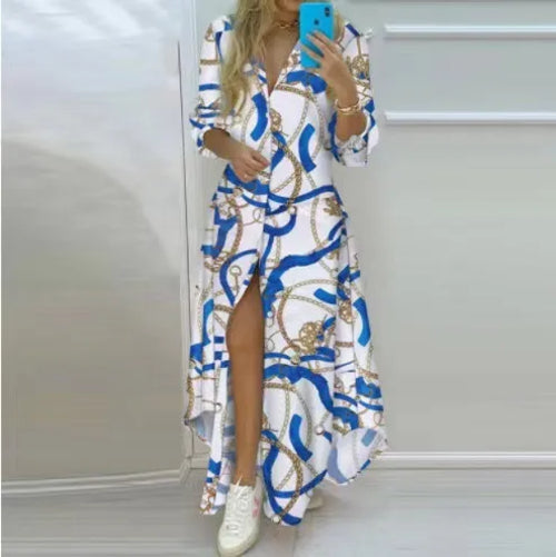 Boho Printed Long Shirts Dress