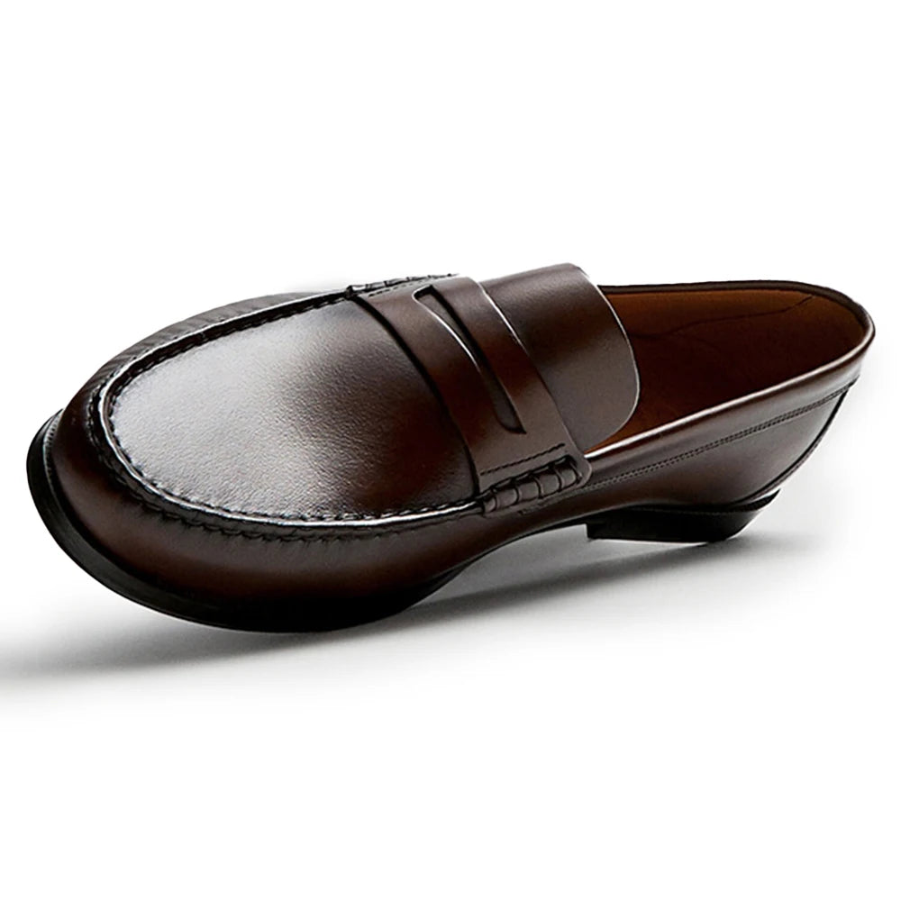 Vintage Top Layer Genuine Leather Slip on Loafers Breathable Moccasins