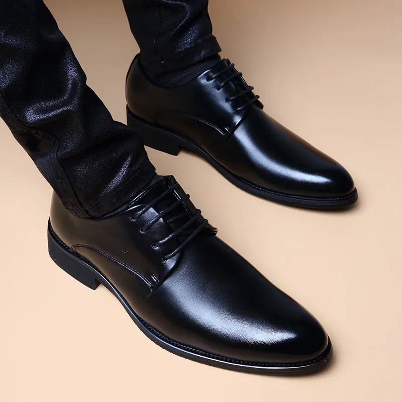 Men Wedding Leather Business Men's Dress Pointed Casual Youth British