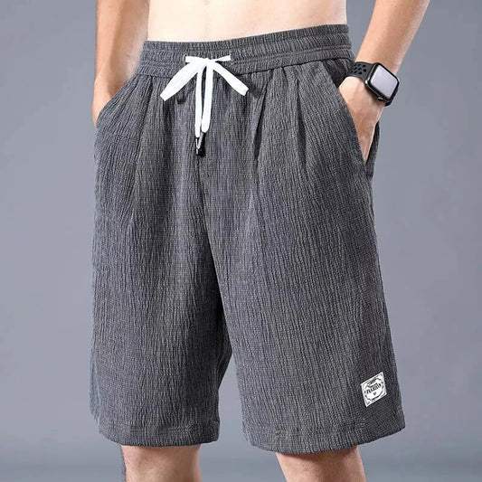 Lce Silk Shorts Men's Thin Sports Cropped Pants Loose Straight Leg