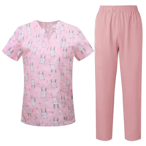 Surgical Uniforms Woman Printing Blouse Pockets Pants Medical Scrub